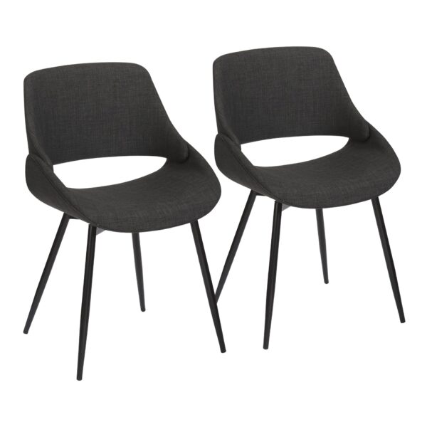 Fabrico - Mid-Century Modern Dining Chair (Set of 2) - Black / Charcoal