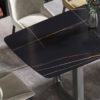 63" Modern Artificial Stone Black Curved Black Metal Leg Dining Table, 6 People - Black - Image 7