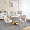 Modern Dining Chair (Set of 2) With Velvet Backrest And Golden Iron Legs For Dining Room - White - Image 5