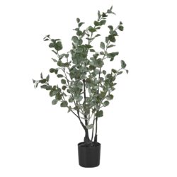 35" Tall, Artificial Plant, Eucalyptus Tree, Indoor, Faux, Fake, Floor, Greenery, Potted, Decorative - Green / Black