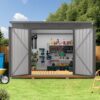 Outdoor Storage Shed 4 X 9 Ft With Sloping Roof And Vents For Garden And Patio - Gray - Image 10