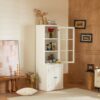 Retro Style Hutch Cabinet With Single Glass Door, China Cabinet For Home, Office, Or Studio - White - Image 6