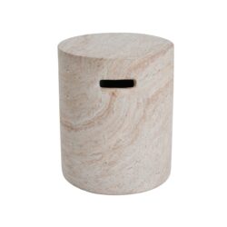 Modern Concrete Side Table With Travertine , Indoor / Outdoor Use - Beige