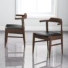 Leon - Mid-Century Modern Leather Dining Chair (Set of 2) - Black / Wood - Image 5