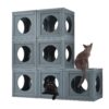 Outdoor Cat House With Shelves And Weather Protection, Removable Wood Boxes - Gray - Image 6