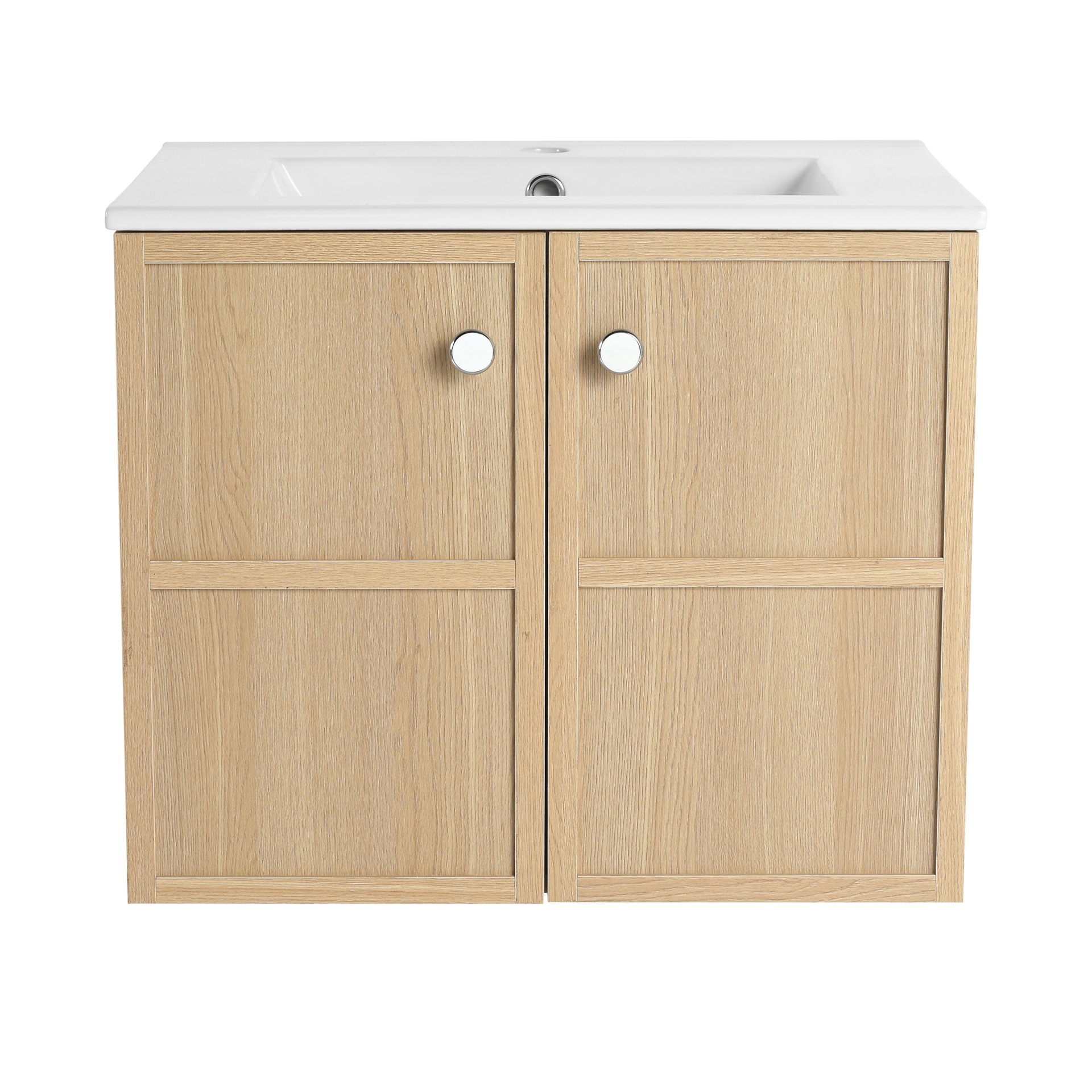 24" Wall Mounted Bathroom Vanity With Ceramic Sink And 2 Soft Closing Doors - Oak - Image 10