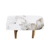 63" Artificial Stone Pandora White Curved Golden Metal Leg Dining Table, 6 People - Antique White / Gold - Image 5