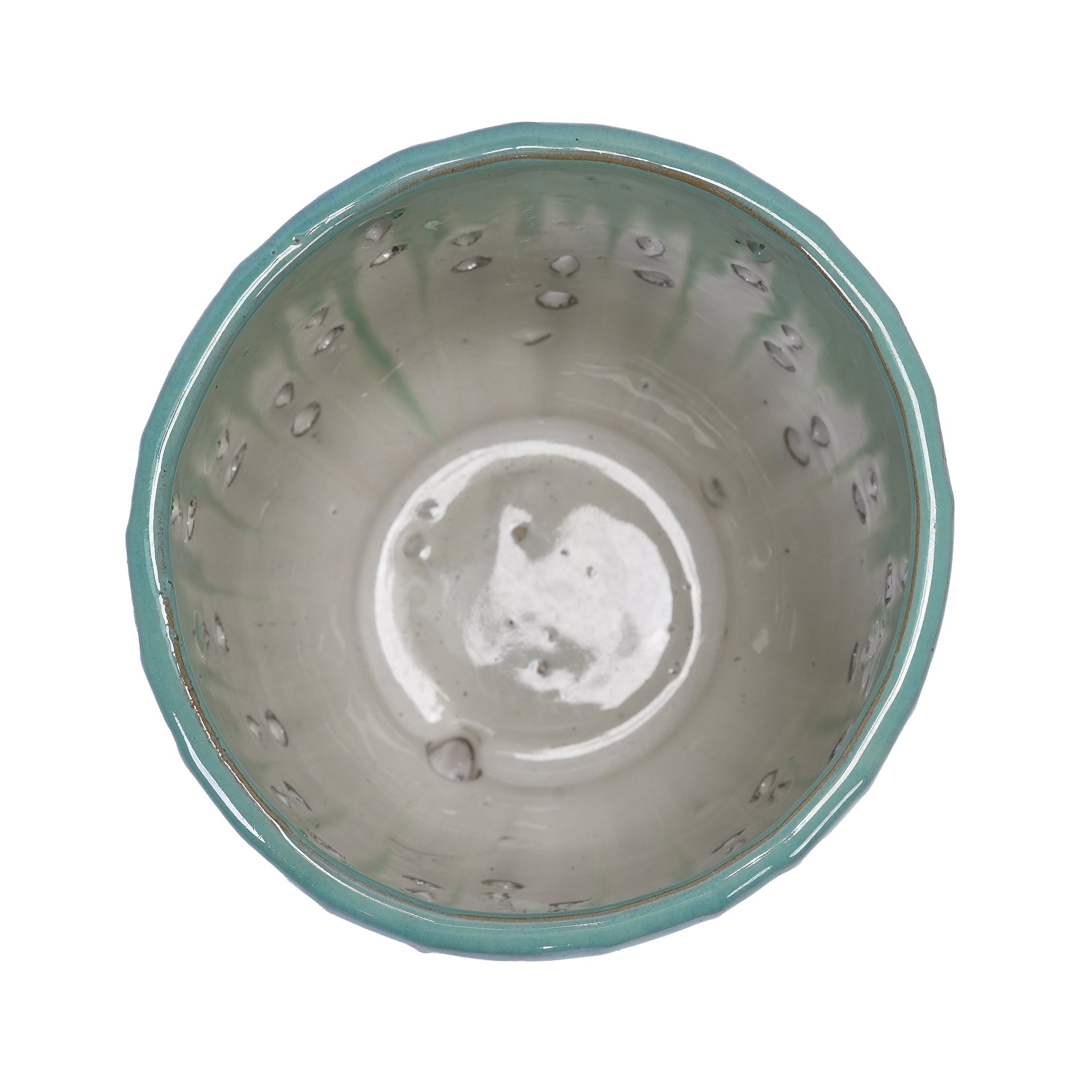 Ceramic Flowerpot With Drainage Hole, 8" Planter For Patio, Garden, Windowsill (Set of 2) - White / Green - Image 12