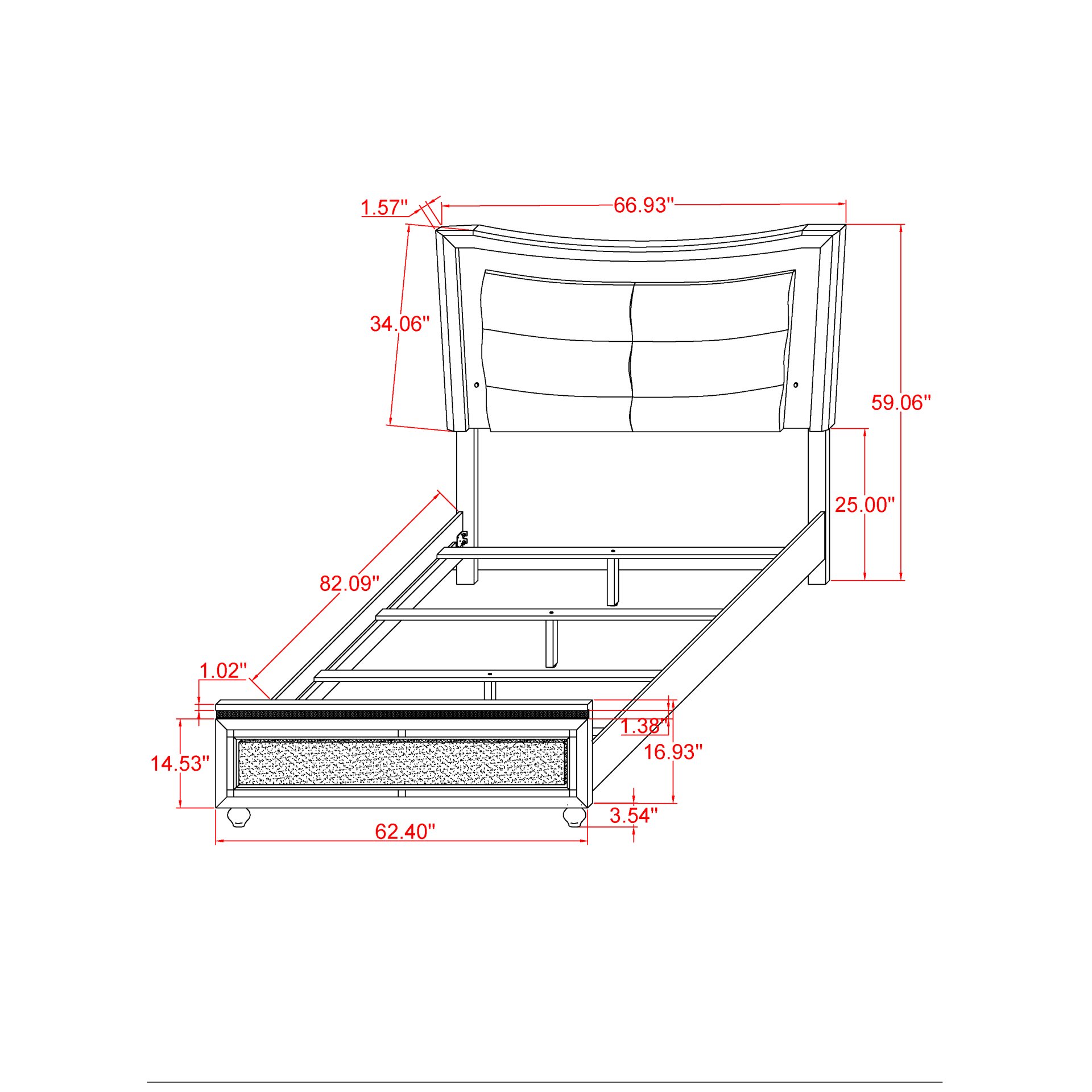 Maloise - Queen Bedroom 5 Piece Set With Padded Headboard And Crystal Crushed Footboard - White - Image 3