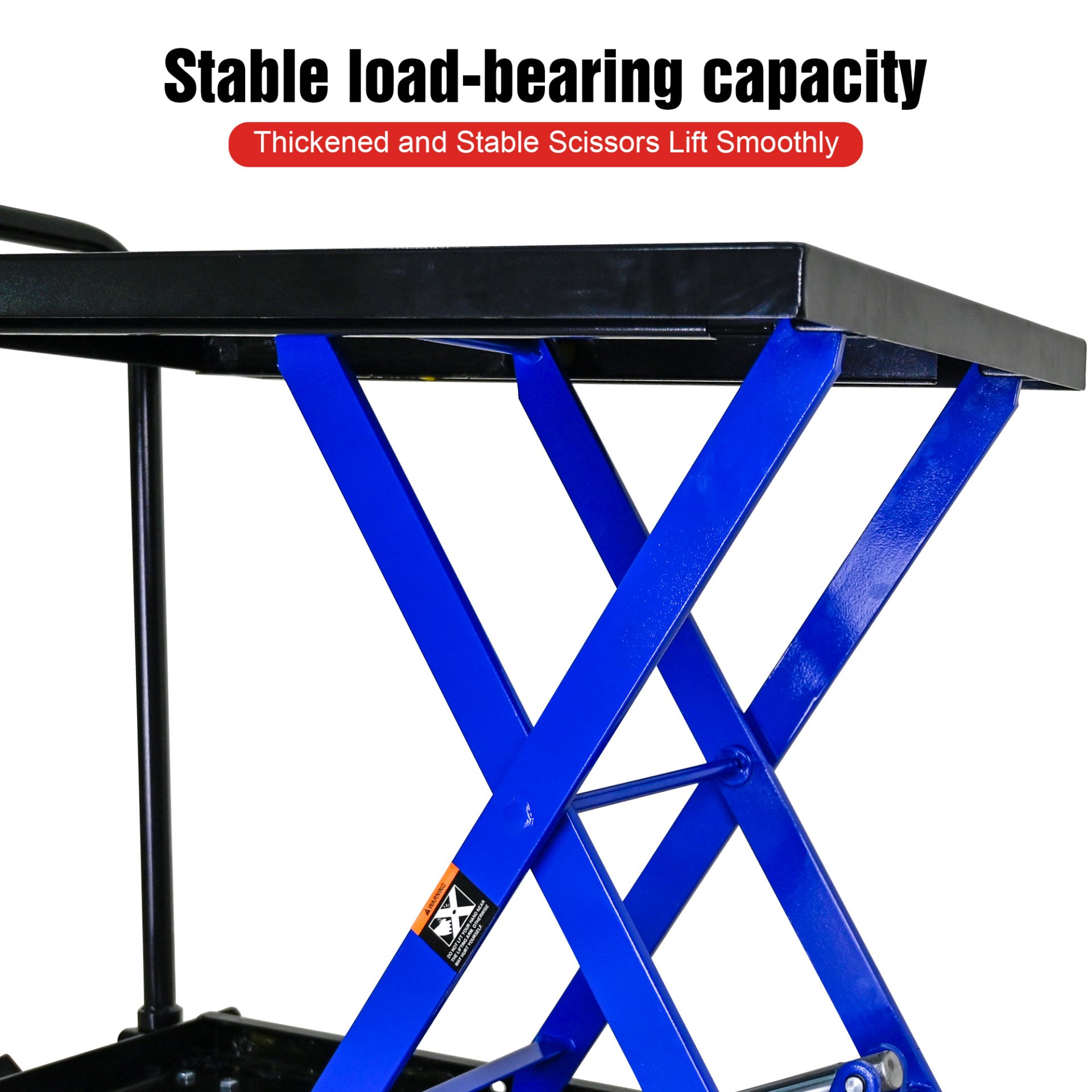 Hydraulic Lift Trolley, 500 Lbs Capacity, With 4 Wheels, For Material Handling And Transportation - Black / Blue - Image 11