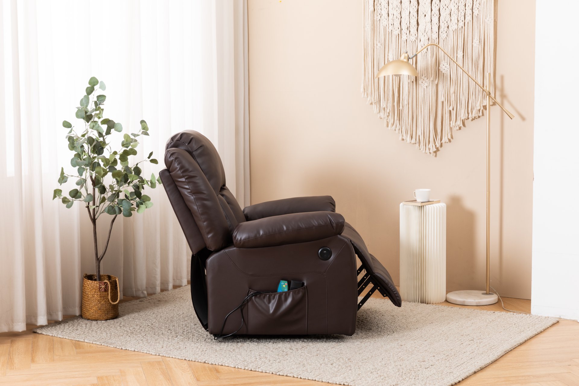 Electric Power Massage Recliner Chair - Dark Brown - Image 19