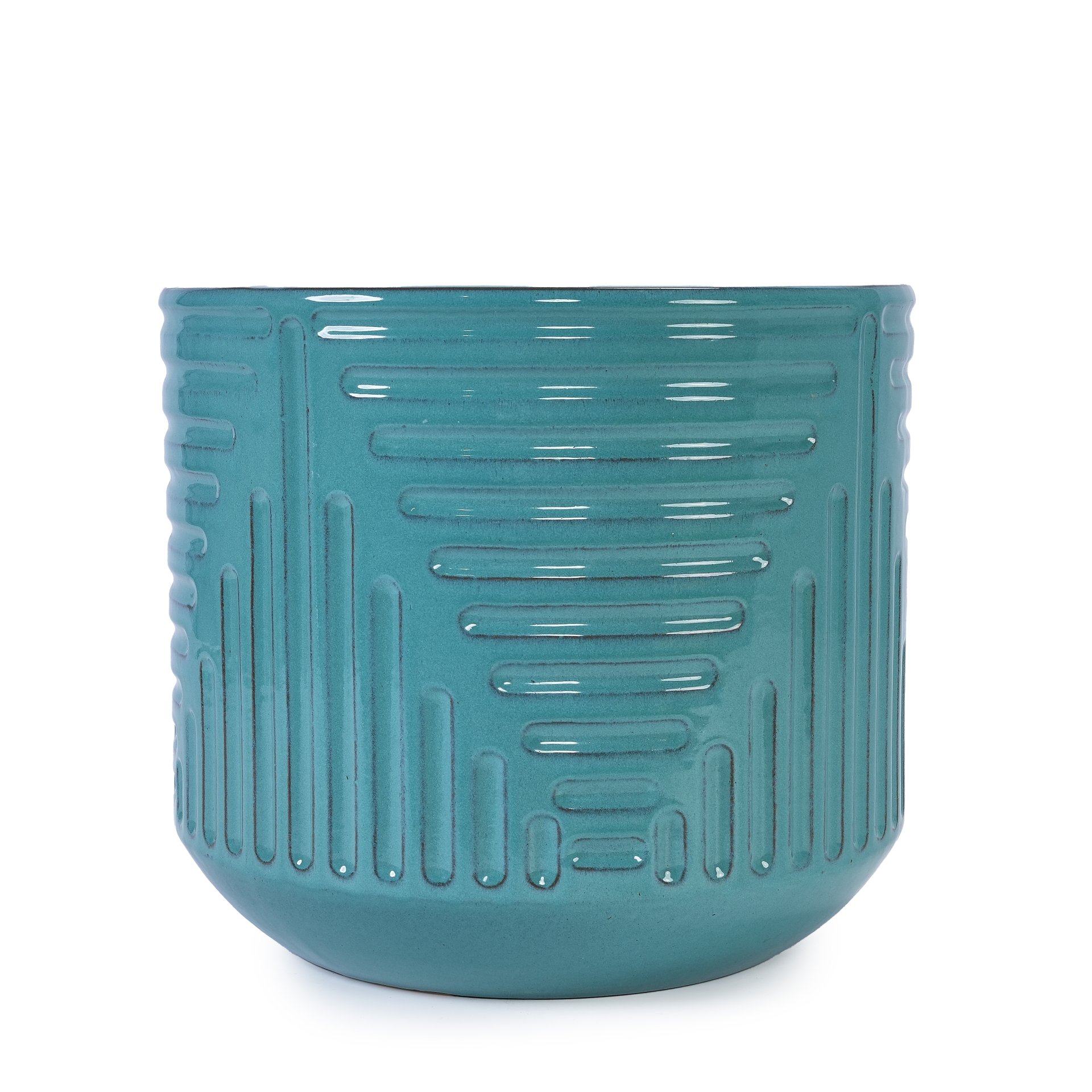 Ceramic Flowerpot, Planter For Patio, Garden, Windowsill - Cyan - Image 5