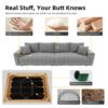 Plush Corduroy 4 Seat Sofa, Modern Comfy Upholstered Sofa Cloud Couch, Deep Seat Couches With Soft Pillows And 2 Ottomans, Convertible Sofa Lounge Chair, For Living Room, Apartment, Office - Gray - Image 21