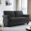 Soft Loveseat, Upholstered 2 Seater Couch With High Density Foam, Loose Back Cushions And Turned Legs - Black - Image 5