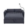 Convertible Sofa Bed Loveseat Sofa With Three USB Ports, Two Side Pockets, Two Cup Holders And 360° swivel Phone Holder For Living Room - Blue Gray - Image 15