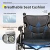 Premium Lightweight Foldable Transport Wheelchair Square Tube Design With Double Brakes Adjustable Handrail & Breathable Seat Ideal For Disabled & Post Surgery Recovery - Black / Gray - Image 9
