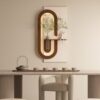 Adjustable LED Sandstone Wall Decor With Simulated Plants 3D Art Sculpture, Glass Vase & Rabbit Statue, Remote Control - Light Coffee - Image 2
