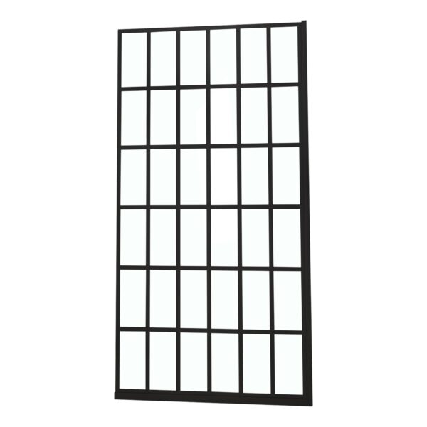 Frameless Fixed Shower Door, Open Entry Design - Matte Black