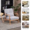 Accent Chair With Pillow, Upholstered Arm Chair - Light Gray - Image 9