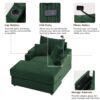 Single Sofa Couch With Storage Space, Movable Ottoman, USB Ports, Cup Holders, Phone Holder - Green - Image 7
