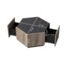 Hexagonal Rural Style Garden Retro Living Room Coffee Table With 2 Drawers - Light Oak - Image 3