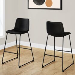 Office Chair, Bar Height, Standing, Computer Desk, Work, Leather Look, Contemporary, Modern - Black
