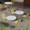 4 Piece Set Of Modern Striped Color Blocking Single Chairs Waterproof And Fade Resistant - Grain Yellow / Haze Green / Tropical Orange - Image 9