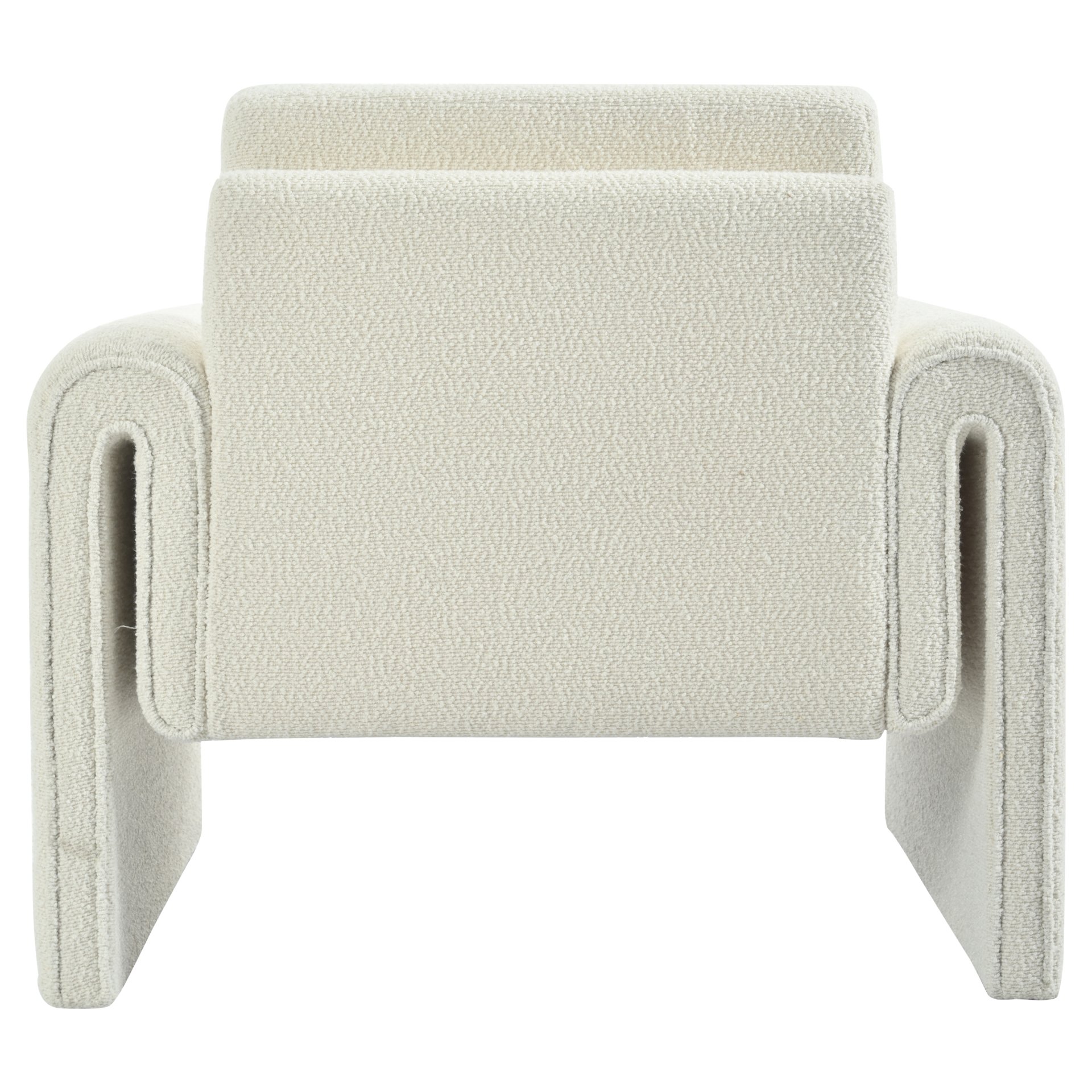 Modern Boucle Upholstered Accent Chair Luxurious Comfort & Sturdy Support, Solid Wood Frame - Ivory - Image 12
