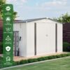 Metal Outdoor Storage Shed 8 X 6 Ft With Pitched Roof And Side Window - White / Gray - Image 7