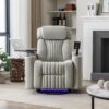 270 Degree Power Swivel Recliner, Home Theater Seating With LED Light Strip, Cup Holder, 360 Degree Swivel Tray Table, And Cell Phone Holder Chair - Gray - Image 9