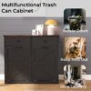 Double Tilt Out Trash Cabinet With Hideaway Drawer And Barn Door - Black - Image 6