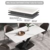 70.87" Modern Artificial Stone White Straight Edge Black Metal Leg Dining Table, Can Accommodate 6-8 People - White - Image 8