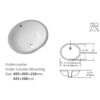 Undermount Oval Bathroom Sink With Overflow - White - Image 3