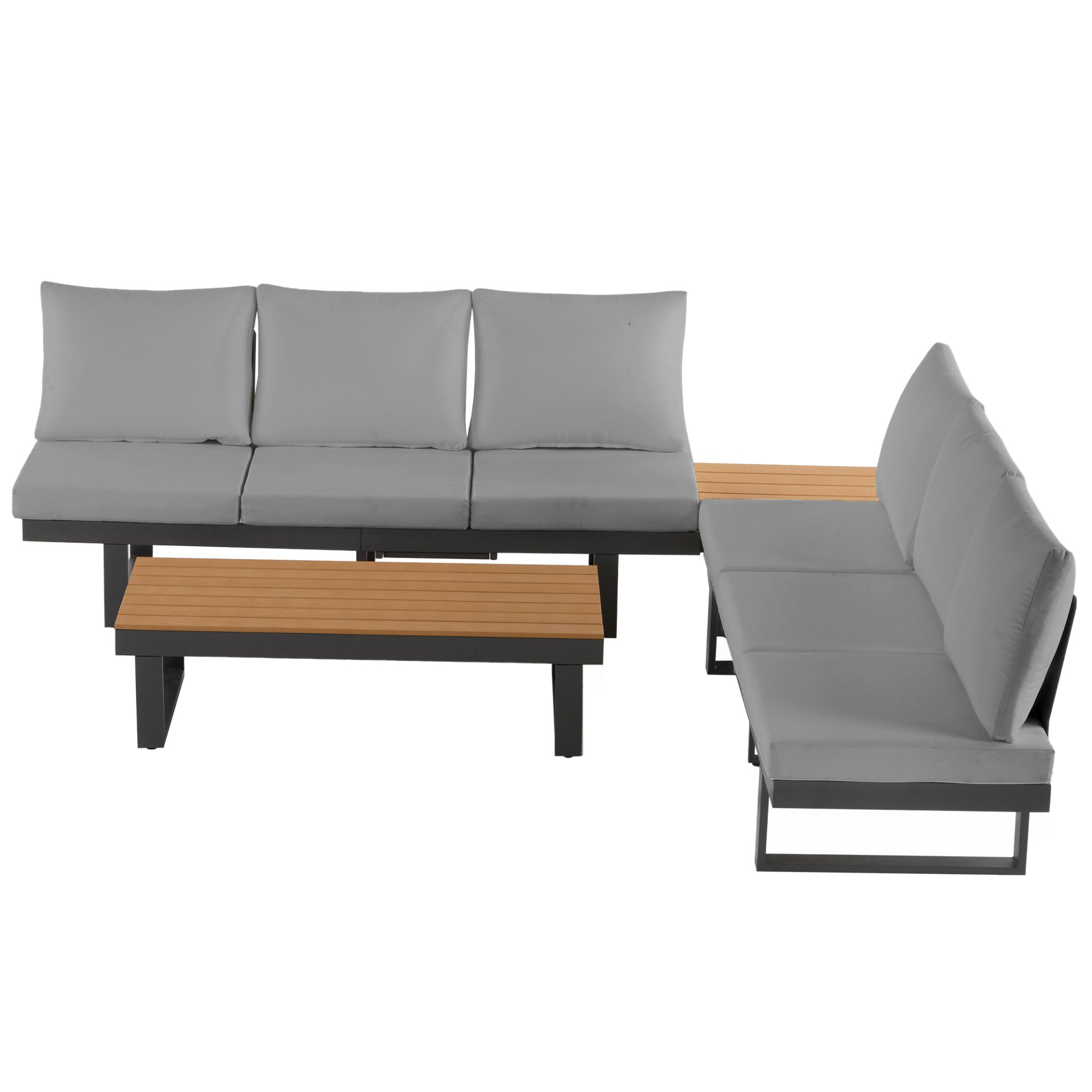Outdoor Sectional Sofa Set With Adjustable Reclining Seats - Gray - Image 18