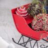 Iron Sleigh Small, Distressed Christmas Santa Sleigh Holiday Tabletop / Hanging Decoration - Black / Red - Image 3