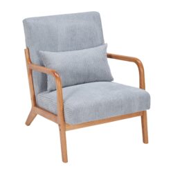 Accent Chair With Pillow, Upholstered Arm Chair - Light Gray