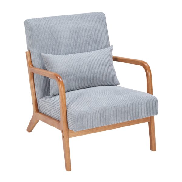 Accent Chair With Pillow, Upholstered Arm Chair - Light Gray