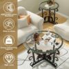 3 Piece Coffee Table Set With Tempered Glass Surface - Black - Image 6