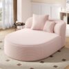 Chaise Lounge Sofa Boneless Couch Sofa Bed With 2 Supportive Pillows - Pink - Image 4