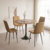 Mid Century Modern Walnut Round Dining Table With Top & Pedestal Base - Walnut / Black - Image 7