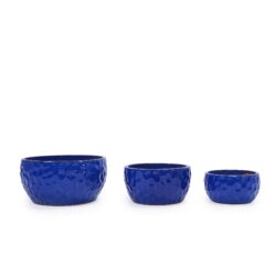 3 Pieces Ceramic Planter Pot, Indoor Outdoor Flowerpot For Patio, Garden, Or Windowsills Antique - Antique Blue