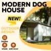 Modern Design Outdoor Dog House With Food Bowl And Wheels Pine - Gray / White - Image 13