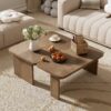 Modern Minimalist Coffee Table Set, Rectangle Coffee Table With Splicing Design, Multifunctional Combination Table For Living Room - Natural - Image 4