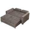 Upholstered Sleeper Bed Sofa With Dual USB Charging, Adjustable Backrest - Brown Gray - Image 19