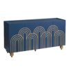 Modern Fluted Sideboard Buffet With Adjustable Shelves, Curve Element With Strict Lines - Navy Blue - Image 9