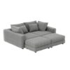 Plush Corduroy 4 Seat Sofa, Modern Comfy Upholstered Sofa Cloud Couch, Deep Seat Couches With Soft Pillows And 2 Ottomans, Convertible Sofa Lounge Chair, For Living Room, Apartment, Office - Gray - Image 15