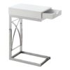 Accent Table, C - Shaped Glossy Contemporary & Modern - White - Image 2