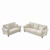 3 And 2 Seater Sofa With Rolled Arms And Nailhead Trim Upholstered Couch With Legs - Beige - Image 5