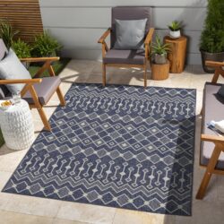 Sunshine - 7'10" X 10'3" Indoor, Outdoor Area Rug, Polyester - Blue