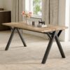 Wood Textured Dining Table With A Frame Legs.Density Board Sticker Pipe Spraying, Suitable For Various Occasions Such As Living Rooms - Black - Image 4